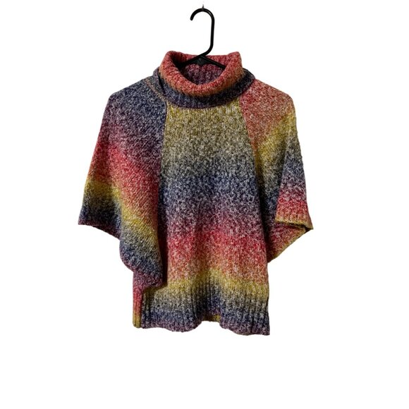 Once 1 Again Tie Dye Rainbow Short Sleeve Turtle Neck Sweater Size Large - Picture 3 of 5